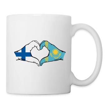Finlande Kazakhstan Drapeau Mains Coeur Forme - Mug blanc - blanc - Droite