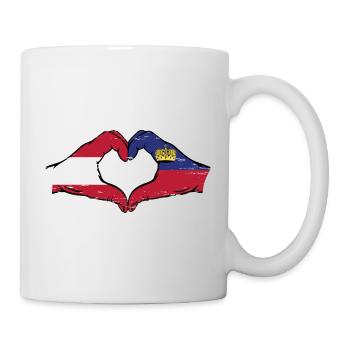Österreich Liechtenstein Flagge Hände Herz used - Tasse - Weiß - Rechts