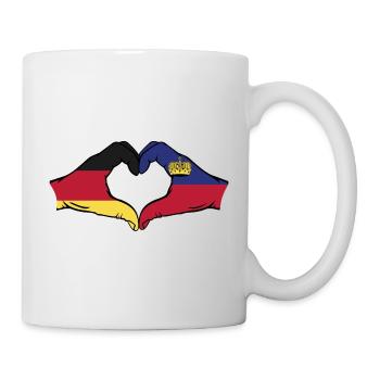 Deutschland Liechtenstein Flagge Hände Herzform - Tasse - Weiß - Rechts