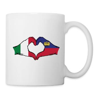 Italien Liechtenstein Flagge Hände Herzform - Tasse - Weiß - Rechts