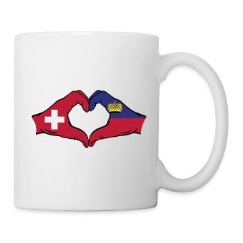 Schweiz Liechtenstein Flagge Hände Herzform - Tasse - Weiß - Rechts