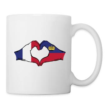 Frankreich Liechtenstein Flagge Hände Herzform - Tasse - Weiß - Rechts