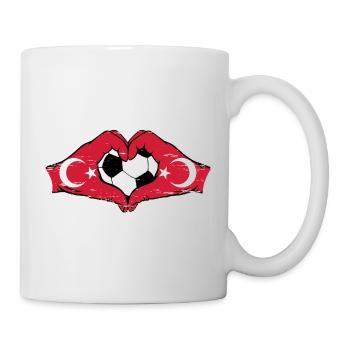 Turkey Football Flag Hands Heart Shape Used - Mug - white - Right