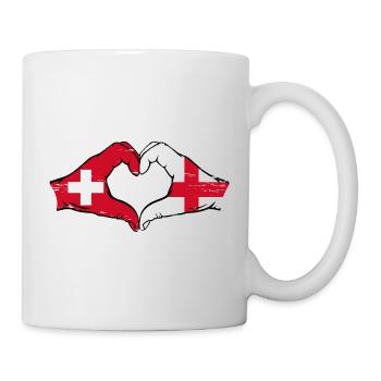 Suisse Angleterre drapeau mains forme coeur utilisé - Mug blanc - blanc - Droite
