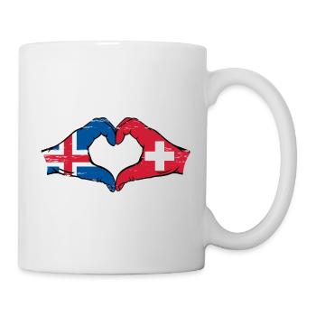 Islande Suisse Drapeau Mains Coeur Forme Utilisé - Mug blanc - blanc - Droite
