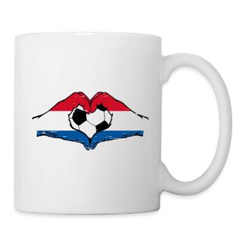 Holland Football Flag Hands Heart Shape Used - Mug - white - Right