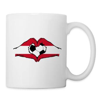 Austria Football Flag Hands Heart Shape - Mug - white - Right