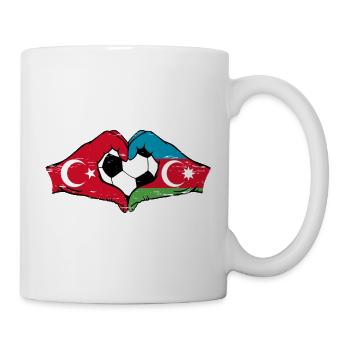 Türkei Aserbaidschan Fußball Flagge Hände Herz - Tasse - Weiß - Rechts