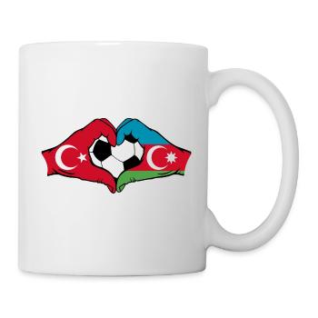 Turquie Azerbaïdjan Football Drapeau Mains Coeur Forme - Mug blanc - blanc - Droite