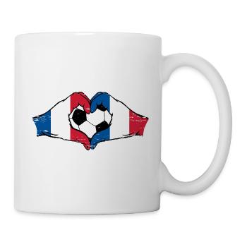 Frankreich Fußball Flagge Hände Herzform used - Tasse - Weiß - Rechts