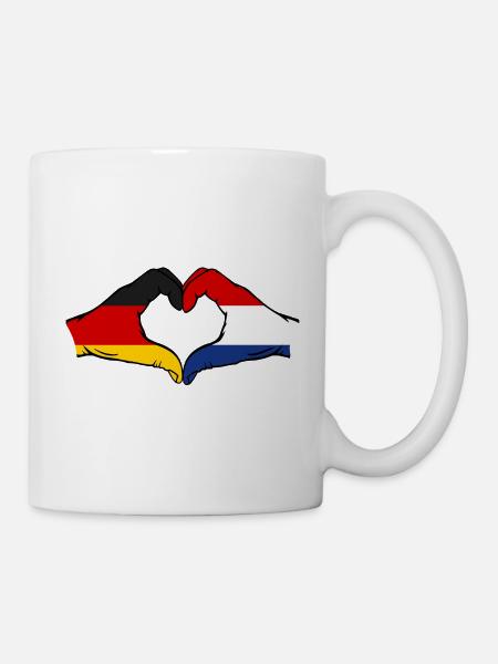 Deutschland Holland Flagge Hände Herzform - Tasse - Weiß