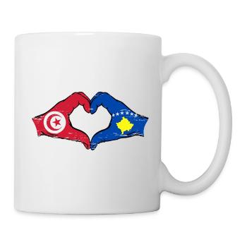 Tunisie Kosovo drapeau mains forme de coeur utilisé - Mug blanc - blanc - Droite