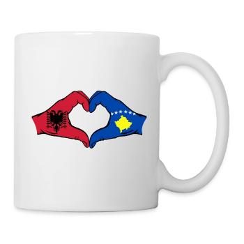 Albanie Kosovo Drapeau Mains Coeur Forme - Mug blanc - blanc - Droite