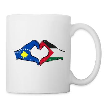 Kosovo Palestine Drapeau Mains Coeur Forme Utilisé - Mug blanc - blanc - Droite