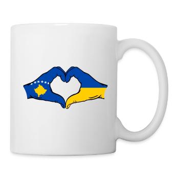 Kosovo Ukraine Flag Hands Heart Shape - Mug - white - Right