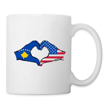 Kosovo USA Flag Hands Heart Shape - Mug - white - Right