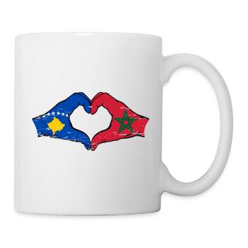 Kosovo Marokko Flagge Hände Herzform used - Tasse - Weiß - Rechts