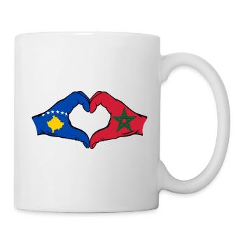 Kosovo Marokko Flagge Hände Herzform - Tasse - Weiß - Rechts