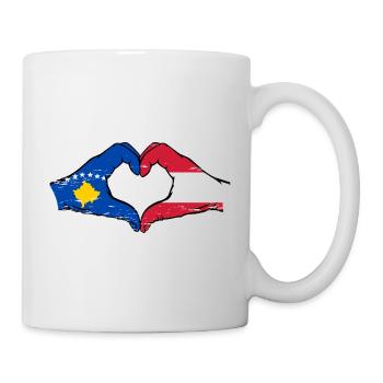 Kosovo Austria Flag Hands Heart Shape Used - Mug - white - Right