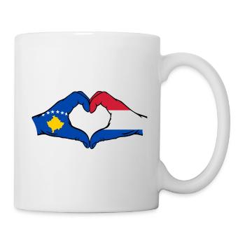 Kosovo Holland Flag Hands Heart Shape - Mug - white - Right