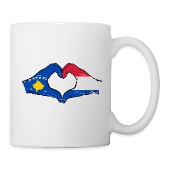 Kosovo Hollande drapeau mains forme de coeur utilisé - Mug blanc - blanc - Droite