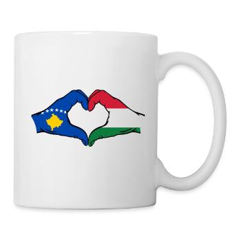 Kosovo Hungary Flag Hands Heart Shape - Mug - white - Right