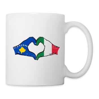 Kosovo Italy Flag Hands Heart Shape Used - Mug - white - Right