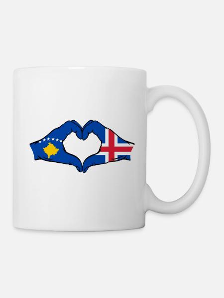 Kosovo Islande Drapeau Mains Coeur Forme - Mug blanc - blanc