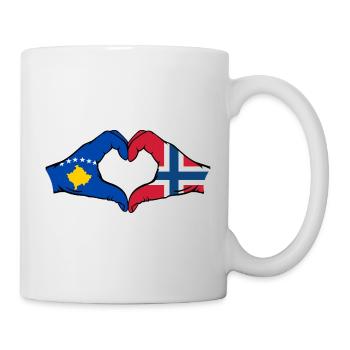 Kosovo Norway Flag Hands Heart Shape - Mug - white - Right