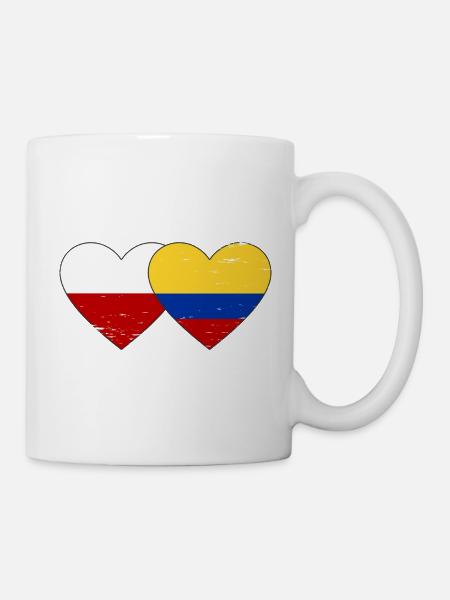 Polen Kolumbien Flagge Herz used - Tasse - Weiß