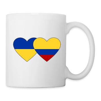 Ukraine Colombia Flag Heart - Mug - white - Right