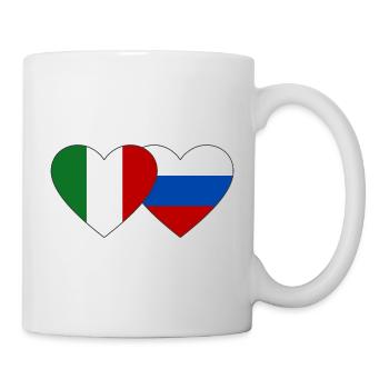 Italie Russie Drapeau Coeur - Mug blanc - blanc - Droite