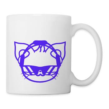 Coole Süße DJ Katze Tier Kopf Haustier Kätzchen - Tasse - Weiß - Rechts