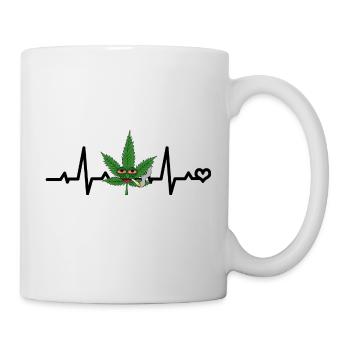 Weed, Hemp, Cannabis Leaf, Weed, Heartbeat, ECG, Pulse - Mug - white - Right