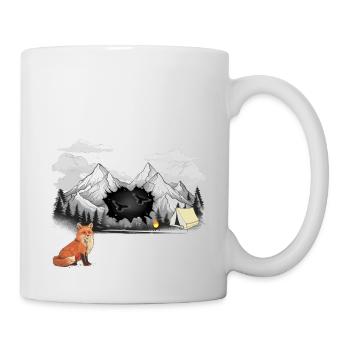 Fuchs Natur Zelt Gebirge Lagerfeuer Berge Natur - Tasse - Weiß - Rechts
