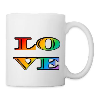 Amour arc-en-ciel rétro - Mug blanc - blanc - Droite