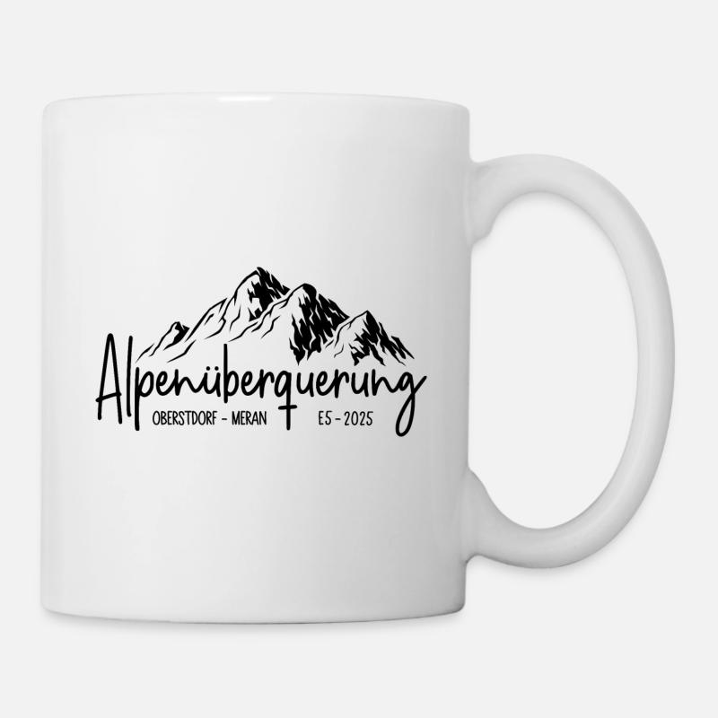 Oberstdorf - Meran / Alpenüberquerung 2025 E5 - Tasse - Weiß