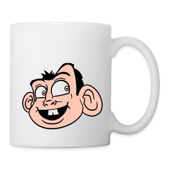 Affe Gesicht Süßer Niedlicher Kopf Lacht Glücklich - Tasse - Weiß - Rechts