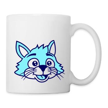 Mignon visage de chat heureux rire tête de chaton - Mug blanc - blanc - Droite