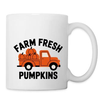 Farm Fresh Pumpkins - Kürbis Herbst Auto Vintage - Tasse - Weiß - Rechts