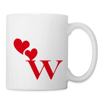 Buchstabe w Rotes Herz - Tasse - Weiß - Rechts