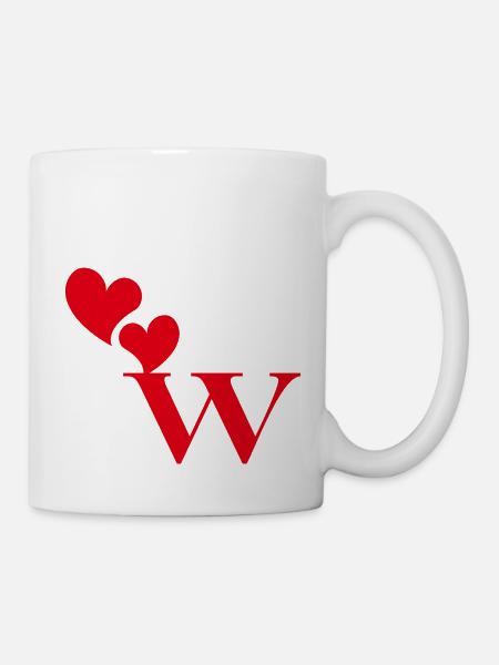 Buchstabe w Rotes Herz - Tasse - Weiß