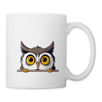 hibou jeter un coup d’œil mignon adorable drôle animal dessin animé - Mug blanc - blanc - Droite