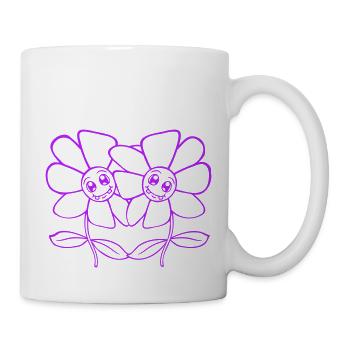 Deux jolies belles fleurs amies - Mug blanc - blanc - Droite