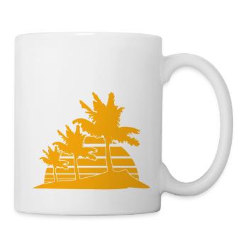 3 Palm Trees Island Tree Stripes Sun Sunset - Mug - white - Right