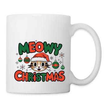 Christmas Meow - Katze und Weihnachtsmann warm - Tasse - Weiß - Rechts