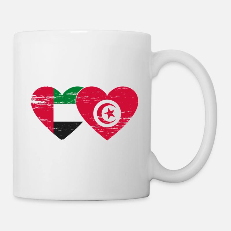 Émirats Arabes Unis Tunisie Cœur - Mug blanc - blanc