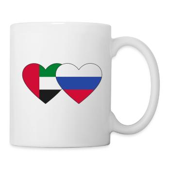 United Arab Emirates Russia Flag Heart - Mug - white - Right