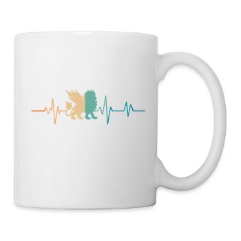 Retro lion heartbeat hybrid - Mug - white - Right