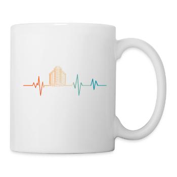 Battement de coeur rétro croquis bâtiment - Mug blanc - blanc - Droite